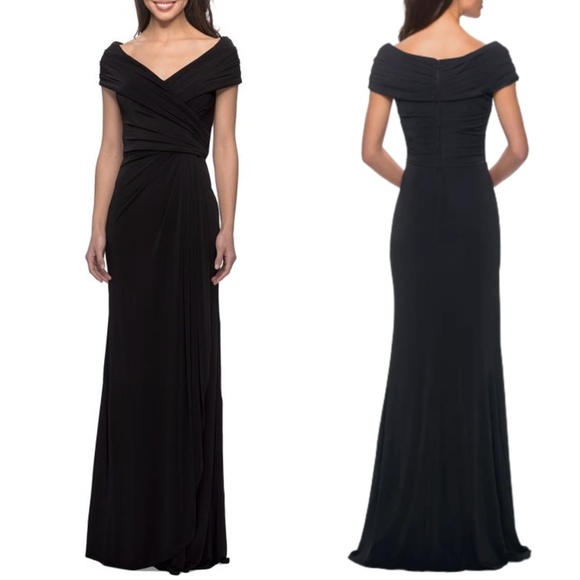 La Femme Dresses & Skirts - NWT La Femme 26519 Jersey Pleated Bodice Ruched Gown in Black Sz. 16